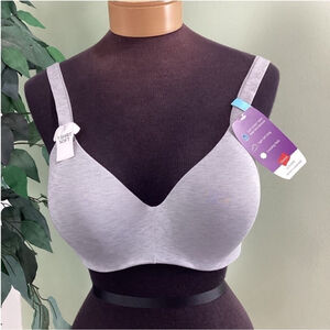 Hanes t shirt soft bra Woman's size 36D gray marled back hook and eye cl…